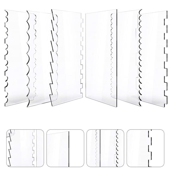 Moluckfu 6Pcs Clear Cake Combs Acrylic Cutting Tool For Home Cooks
