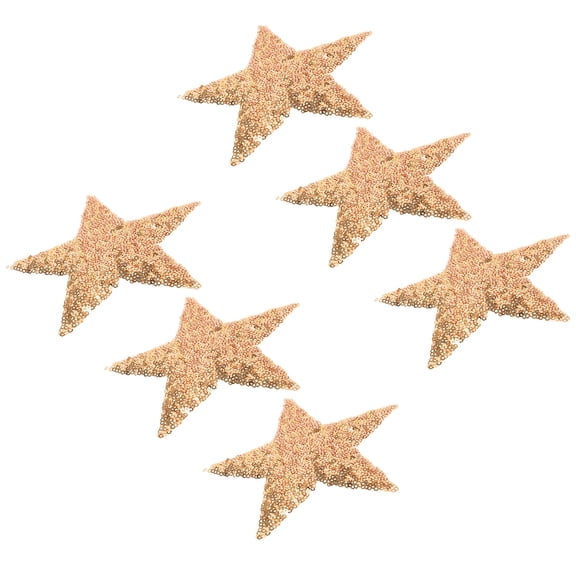 Moluckfu DIY Golden Star Sequin Patches, Pet Iron-on Applique for Clothes and Hats, 6Pcs