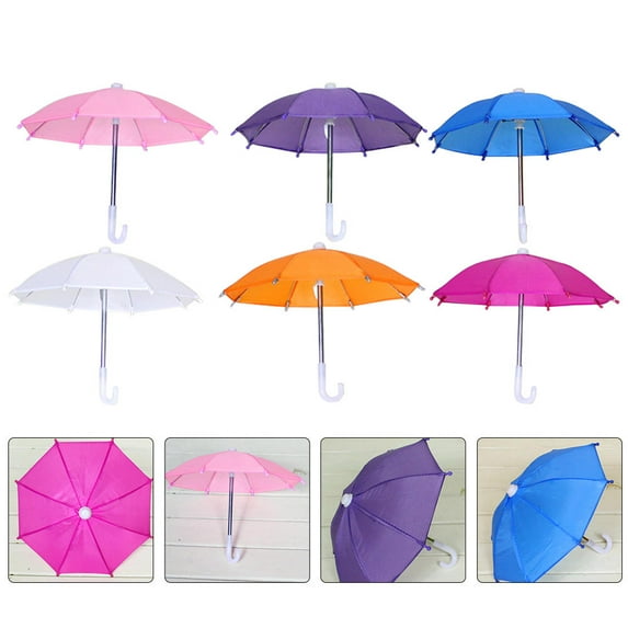 Moluckfu Mini Craft Umbrella Miniature Umbrellas Polyester 6Pcs