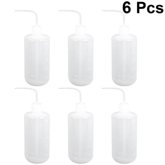 Moluckfu 6Pcs White Squeeze Watering Bottle for Garden Plants with Scale Mark Nozzle