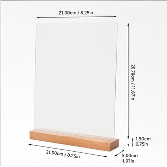 Moluckfu Acrylic Display Stand with Solid Wood Base for Menus Flyers and Signage