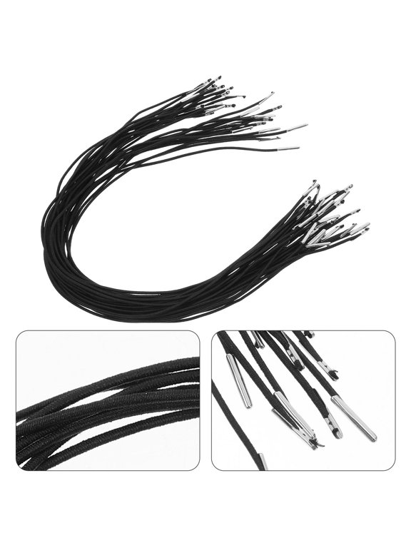 Black Elastic Cords for Hats and Crafts with Metal Clips 30Pcs