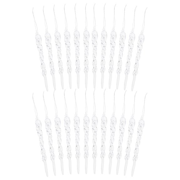 Moluckfu Christmas Ornament White Hanging Plastic Icicle 24pcs Decor Tree
