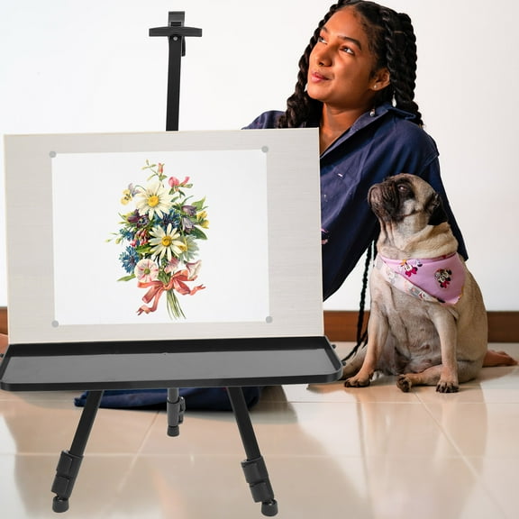 Moluckfu Easel Tray Shelf Easel Tray Plastic Black 1Pack for High Compatibility Storage