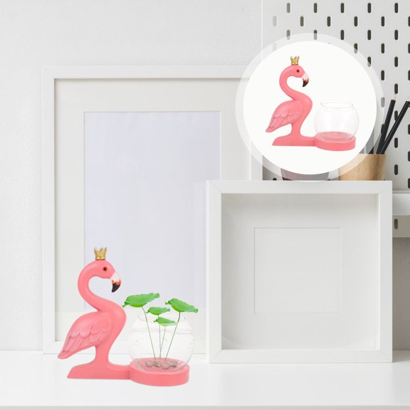 Moluckfu Elegant Flamingo Hydroponic Plant Vase for Window Sill and Table Display