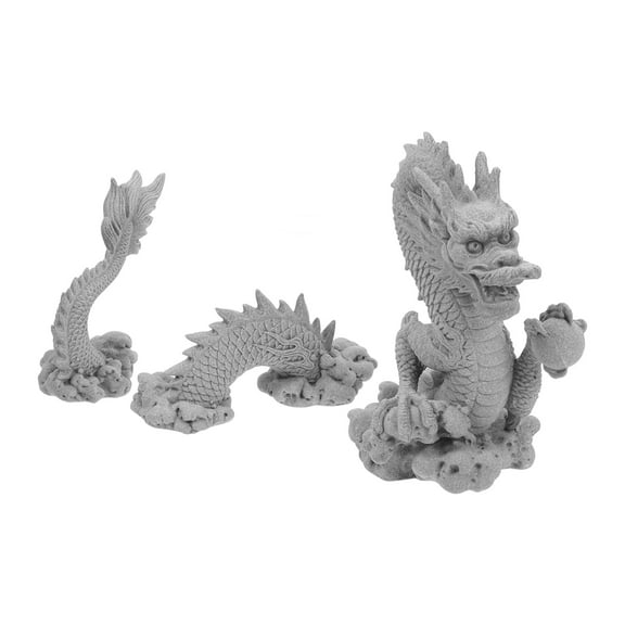 Moluckfu Grey Bluestone Powder Dragon Statue for Home Decor 1 Set