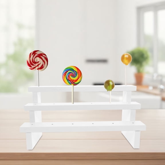 Moluckfu Market Display Stand Lollipop Holder White Wood Candy Display for Shop Owners 1Set