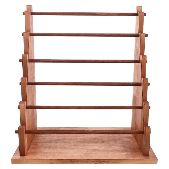 Moluckfu Natural Wood Ribbon Display Stand Coffee for Florist Ribbon Storage and Craft Tape Holder