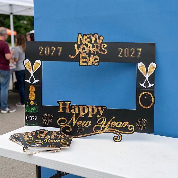 Moluckfu Paper 2027 New Year Selfie Photo Booth Frame Prop for Holiday Celebrations