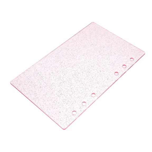 Moluckfu Pink 6-Hole Acrylic Binder Cover Semitransparent Glittery Notebook Shell for Planner and Journal
