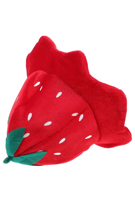 Red Pleuche Funny Strawberry Hat for Decor Easy to Wear and Comfortable Wide Use for Party Atmosphere