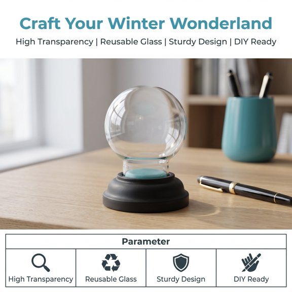 Moluckfu Reusable Clear Glass Water Globe for Craft Projects with Thickened Reinforced Design