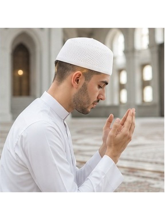 Simple Elegant Muslim Prayer Cap White Cotton Hat for Spiritual Activities and Daily Wear