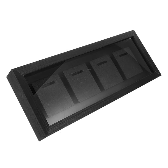 Moluckfu Solid Wood Black Medal Display Shadow Box for Wall Mounted Sports and Running Medal Storage