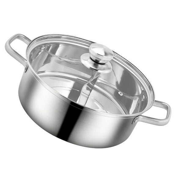 Moluckfu Stainless Steel Double Handle Hot Pot Thickened Induction Cooking Pot For Even Heat Distribution Cookware