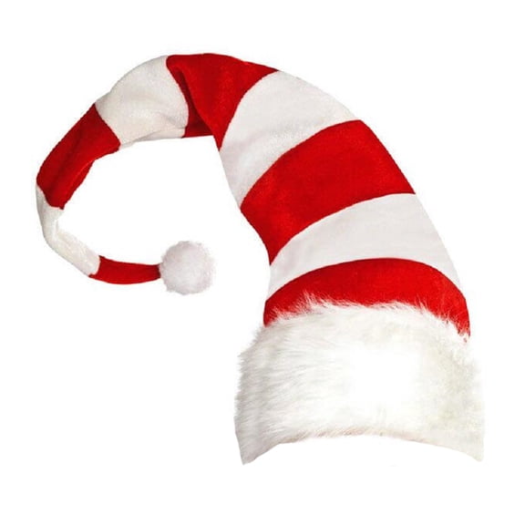 Moluckfu Striped Velvet Christmas Elf Hat Decorative Headwear for Adults
