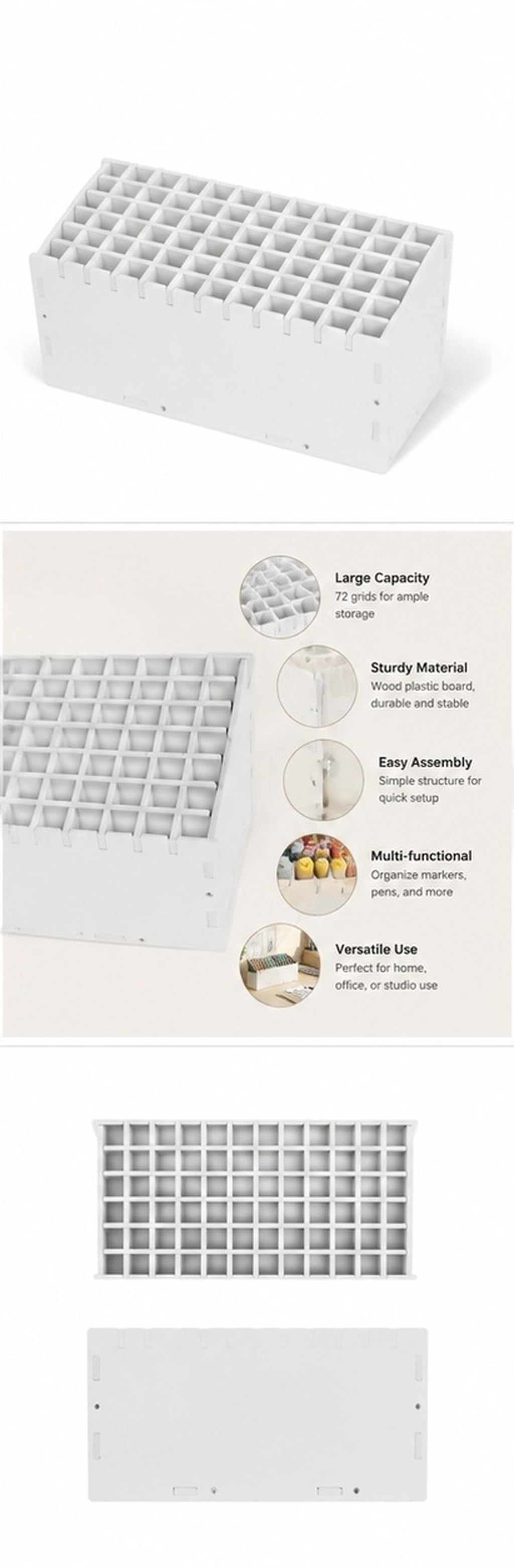 Moluckfu Stylish White Marker Pen Storage Rack for Home Use Large ...