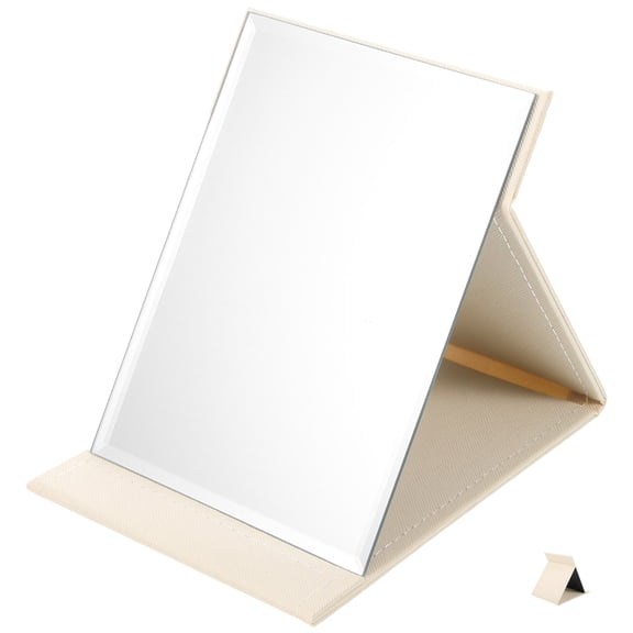 Moluckfu White Foldable Makeup Mirror with Stand for Vanity Table and Portable Travel