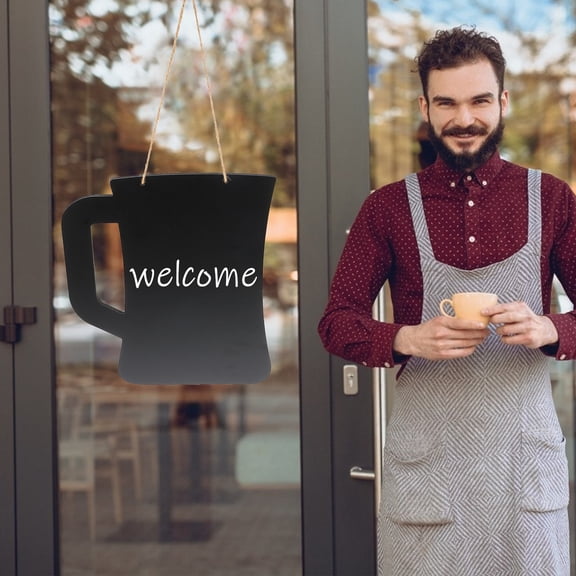 Moluckfu Wooden Hanging Blackboard Beer Mug Shaped Message Board for Shop Signs and Garden Decor