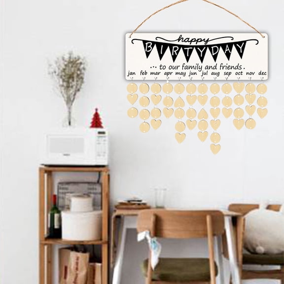 Moluckfu Wooden Date Display Birthday Reminder Board Black for Home Decor