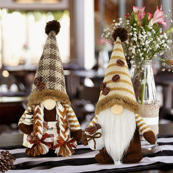 Molumo Coffee Gnomes Couple Plush - Coffee Gnomes Decorations for Home, Coffee Bar Decor Indoor - Coffee Themed Gnomes Gifts for Women