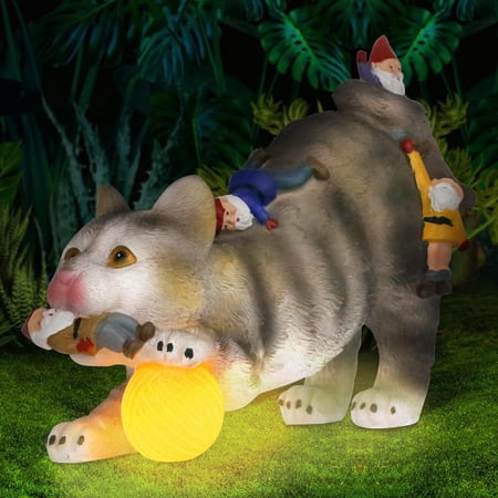 Molumo Solar Cat Garden Statue, Cat Stepping LED Lights Ball Playing with Gnomes Waterproof Resin Lawn Ornament for Outdoor, Yard, Patio Decoration and Housewarming Gift price history and forecast - MOLUMO AMZS1871