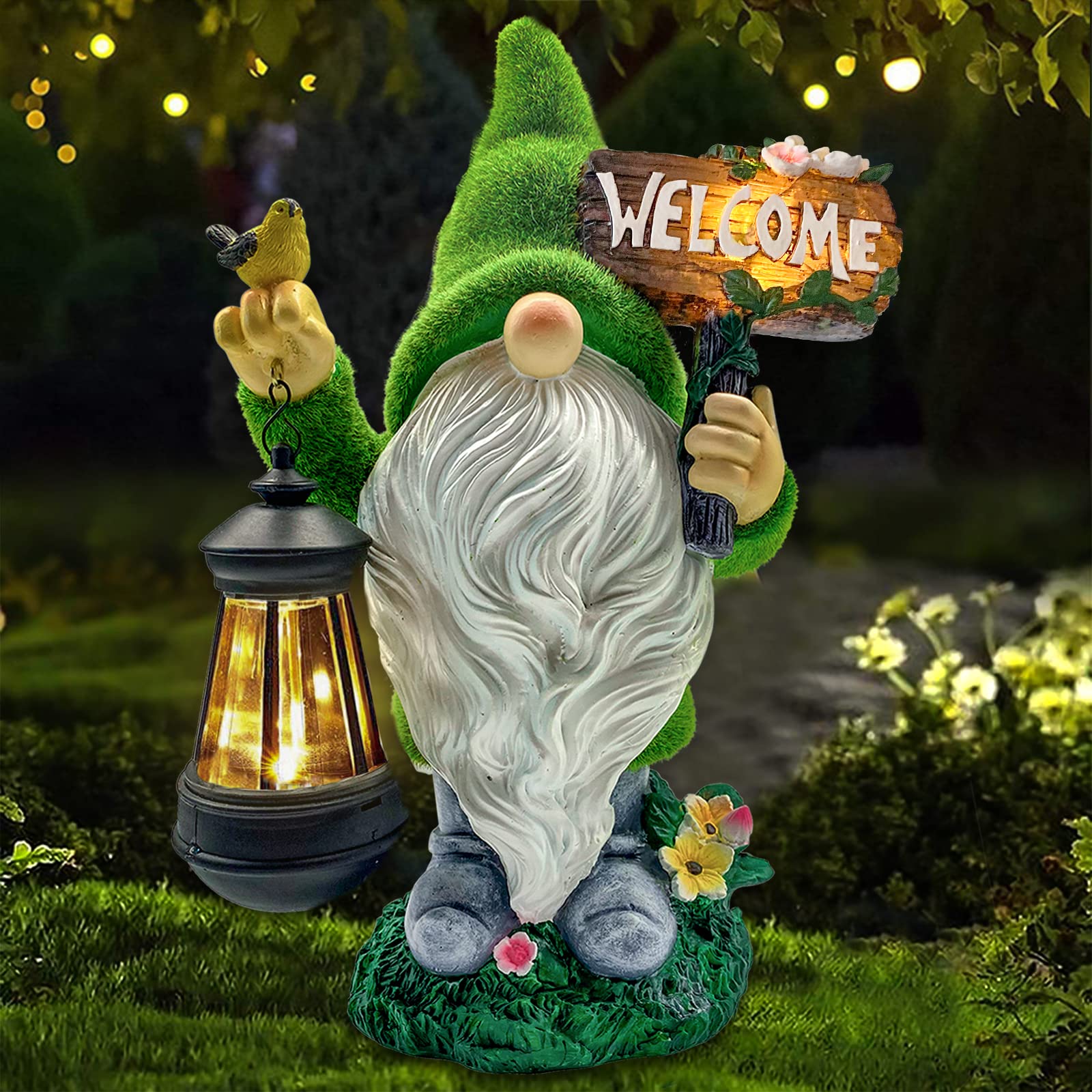 Flocked Garden Gnome Decorations, 29Cm Large Funny Gnome Outdoor Garden