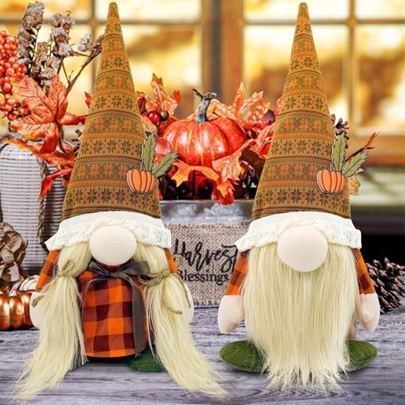 Molumo Thanksgiving Gnome Decorations- 2 Pack Handmade Fall Harvest Gnomes Plush Doll for Office, Home  Autumn Birthday Gifts Autumn Holiday Decorations