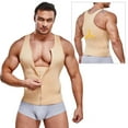 thumbnail image 1 of Molutan Men Compression Shirt for Body Slimming Tank Top Shaper Tight Undershirt Tummy Control Girdle (Beige, XL), 1 of 8