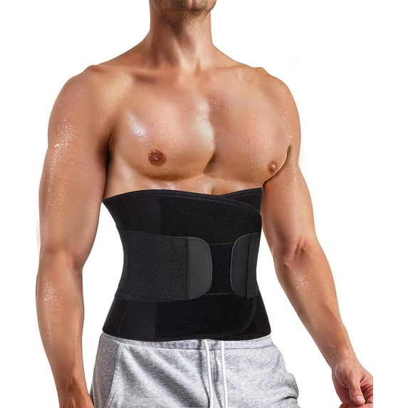 Molutan Men Sweat Belt for Weight Loss Trimmer Tummy Control Compression Shapewear Body Shaper Waist Tranier(Black 1, M)