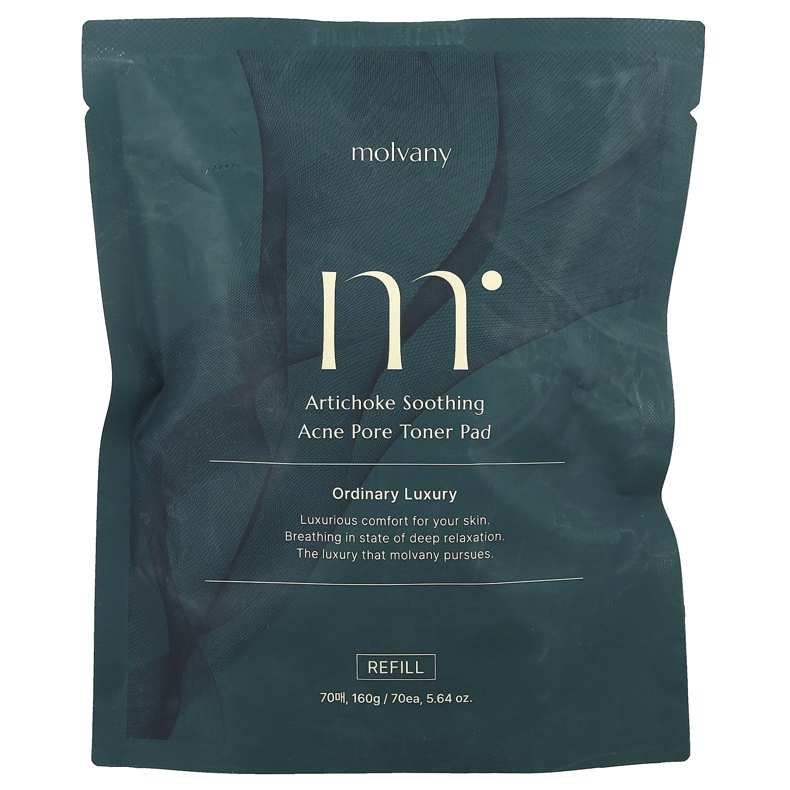 Molvany Artichoke Soothing Acne Pore Toner Pad, Refill , 70 Pads, 5.64 oz (160 g)