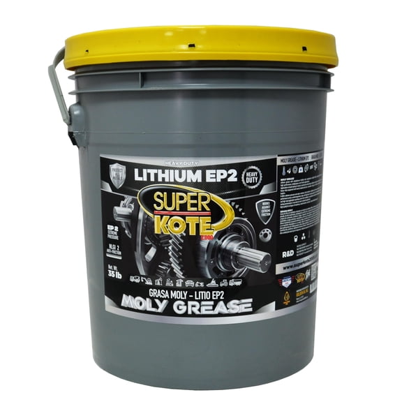 Moly Lithium Grease Superkote 2000 | NLGI 2 | EP | 3% Molybdenum | High Temperature | Heavy Duty | Industrial | Mining | Automotive | Fifth Wheels | Axle | Ball | Joint | Pins | Bushings I 35 LB Pail