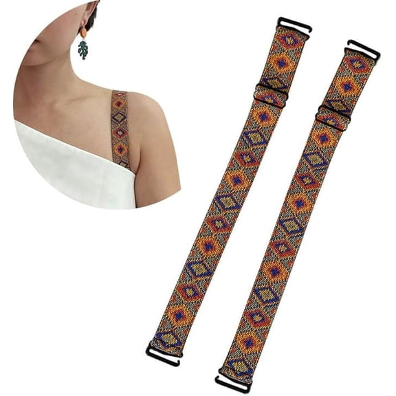 Moly Story Bra Straps Decorative,Adjustable Wide Lingerie Shoulder Straps Replacement Boho Vibe 1 Inch Width