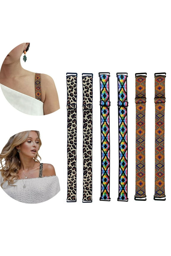 Decorative Bra Straps 3 Pairs Set,Removable Lingerie Straps for Strapless Bra/Dress