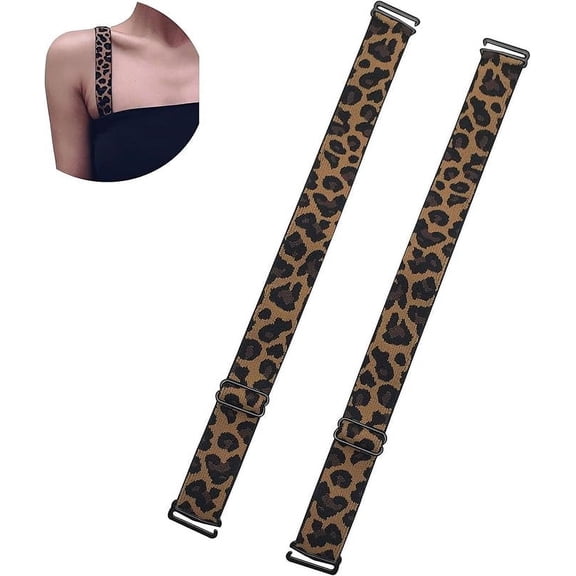 Moly Story Wide Bra Straps Replacement Adjustable Decorative Lingerie Straps for Strapless Bra Leopard 1 Inch Width