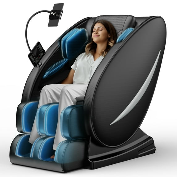Molylex 2024 Massage Chair Recliner, Zero Gravity Full Body Massage Chair with Airbags, Heating, Bluetooth Speaker and Foot Rollers (Black)
