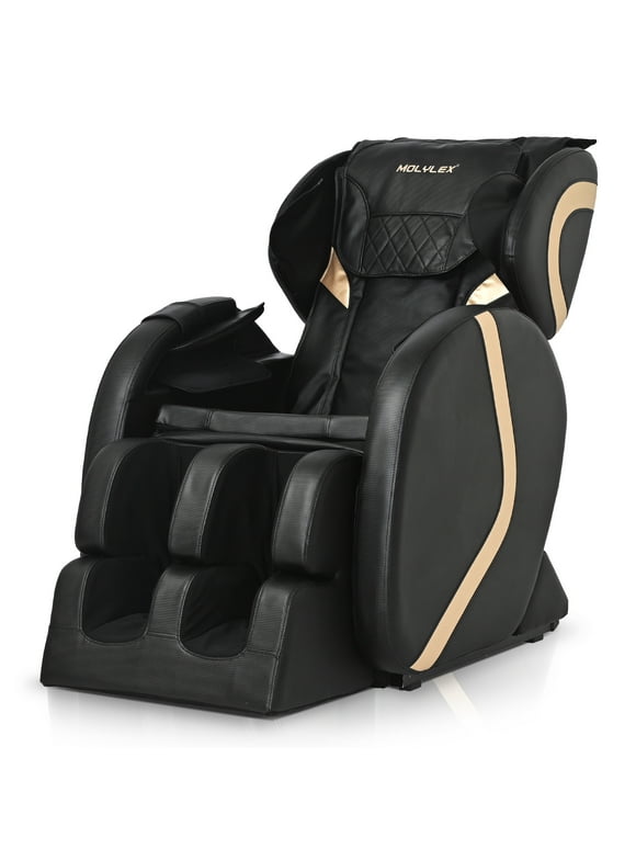 Molylex Small Massage Chair Recliner with Zero Gravity, Full Body Massage Chair with Heating, Airbags, Up to 5.7inch, Easy to Use at Home and in The Office (Black)