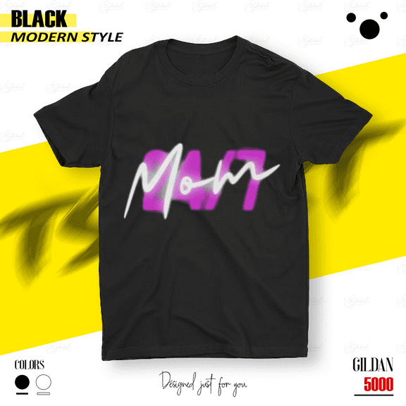 Mom 247 The Non-Stop Job Mother's Day Graphic Unisex T-Shirt, for Men & Women, up to Size 5XL