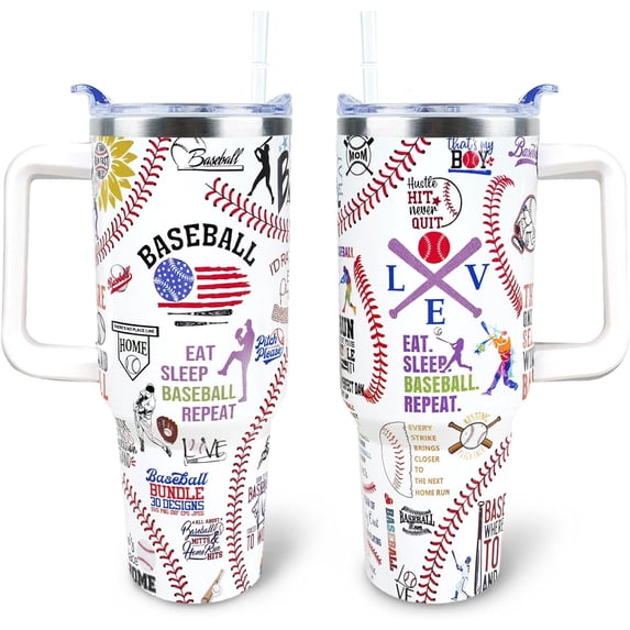 Mom 40 oz Tumbler with Handle and Straw Lid Leak Proof - Softball Mom Tumbler for Mothers Day Gifts for Mom Women - Stainless Steel Cup Dishwasher Safe