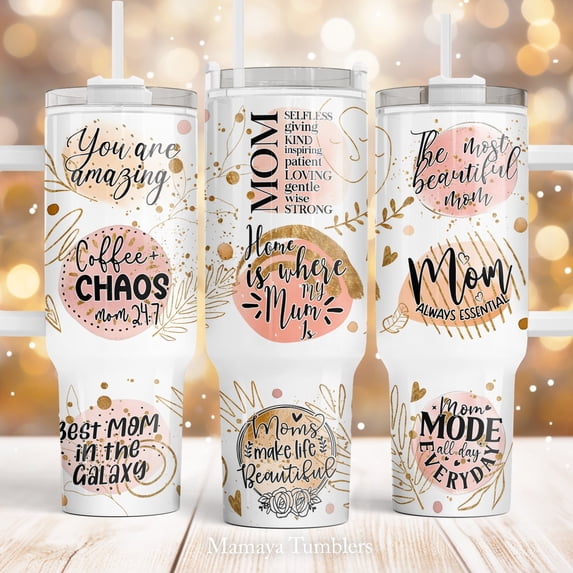 Mom 40oz Quencher tumbler sublimation Amazing Best mom Boho Seamleess Waterslide