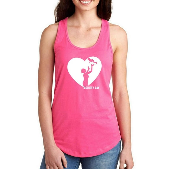 Mom And Baby Heart Silhouette Racerback Tank Women -Image by Shutterstock, Female Small