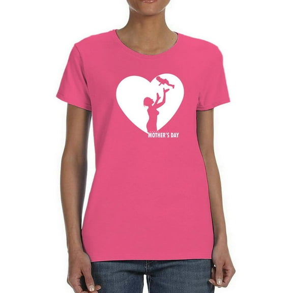 Mom And Baby Heart Silhouette Shaped T-Shirt Women -Image by Shutterstock, Female XX-Large
