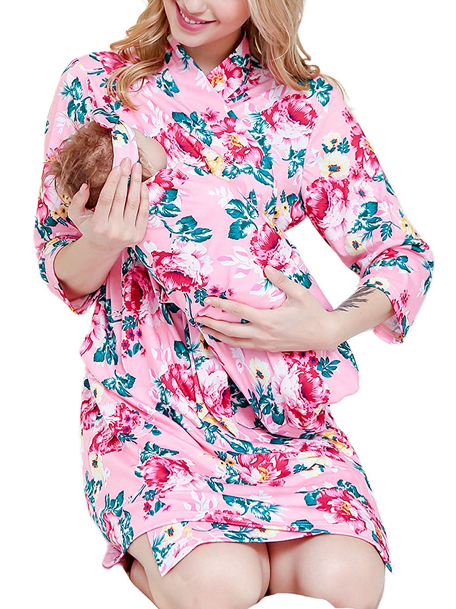 Mom And Baby Matching Maternity Robe and Swaddle Headband Set Mommy