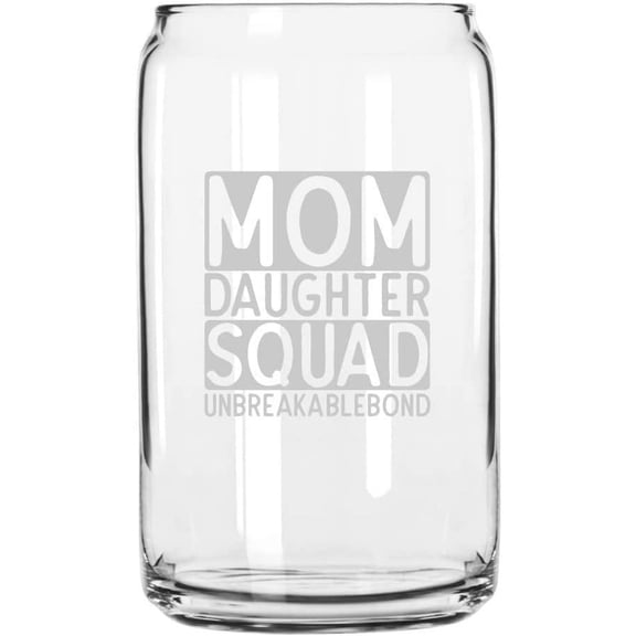 Mom And Daughter Squad Mother's Day Etched 16oz Libbey Can Glass