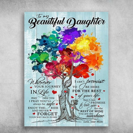 Mom And Daughter, To My Beautiful Daughter, Wherever Your Journey In Life, May Take You 11 x 17 Inch Poster