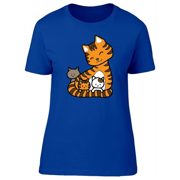 Mom And Her Kids Cartoon T-Shirt Women -Image by Shutterstock, Female x-Large