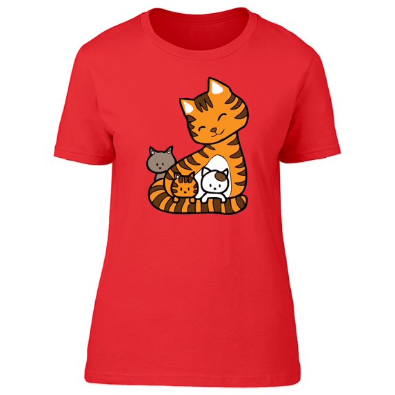 Mom And Her Kids Cartoon T-Shirt Women -Image by Shutterstock, Female x-Large