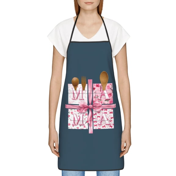Mom Apron, Best Mom Ever Gifts, Thoughtful Mothers Day Gifts for New Mom, Grandma, Wife, Birthday, Kitchen Apron with Pockets - Waterproof Cooking Bib for BBQ Baking Gardening Cafe, Baker Gift ideas