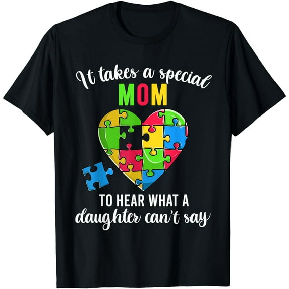 Mom Autism Awareness Family Support Shirts, Fun Heart Puzzle T-Shirt