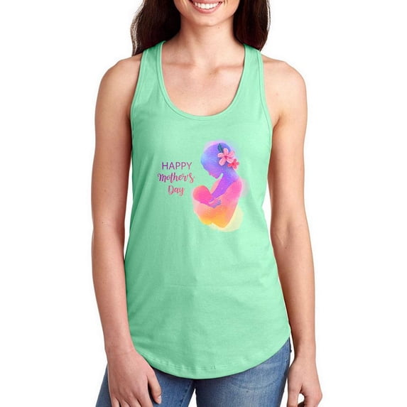 Mom Baby Beastfeed Watercolor Racerback Tank Women -Image by Shutterstock, Female Large